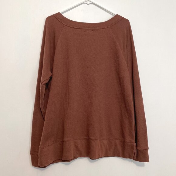 MAURICES Solid Crew Neck Pullover Brown Rust ish? Textured Round Neck Sweatshirt - Picture 10 of 15